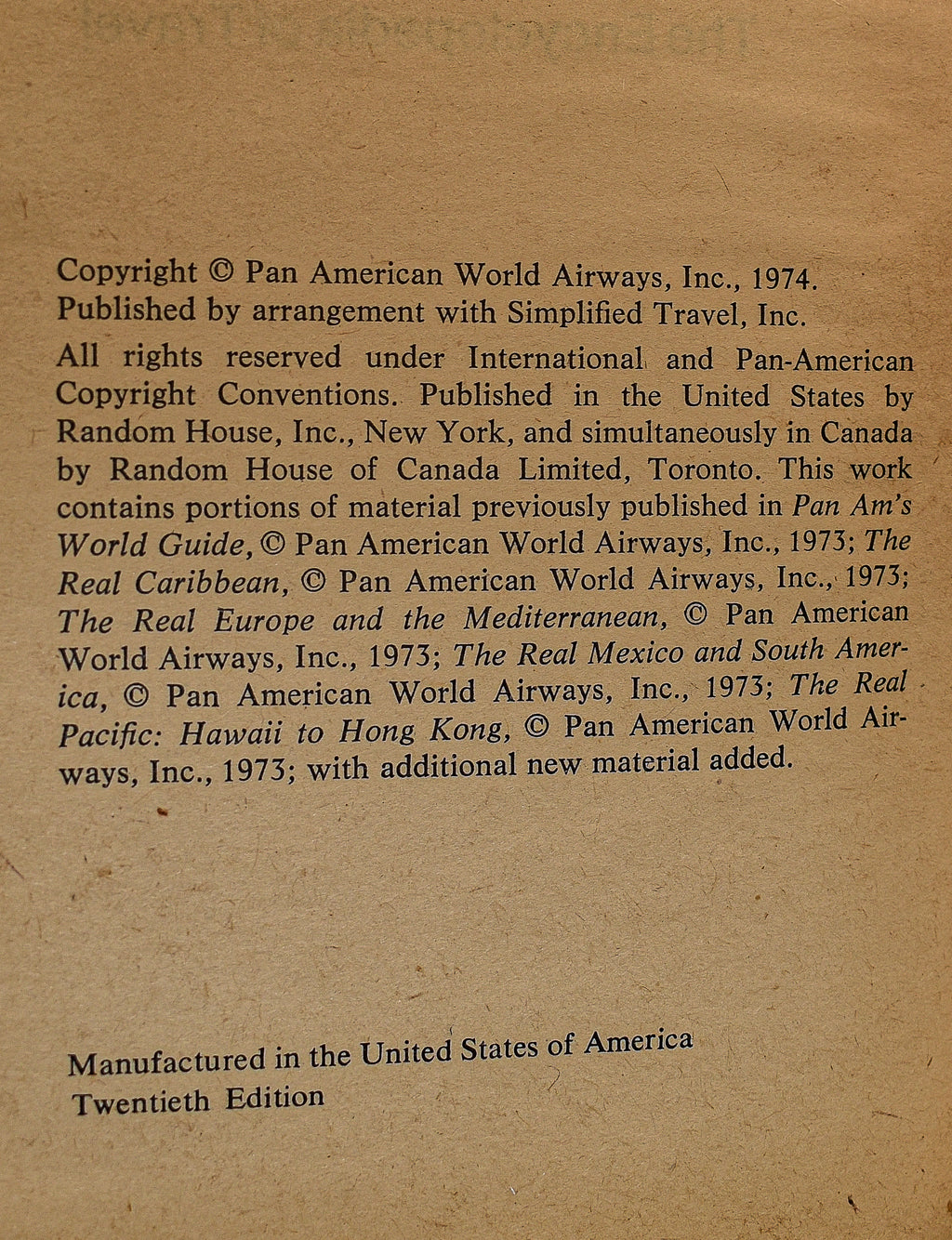 1974 Pan Am's World Guide: The Encyclopedia of Travel