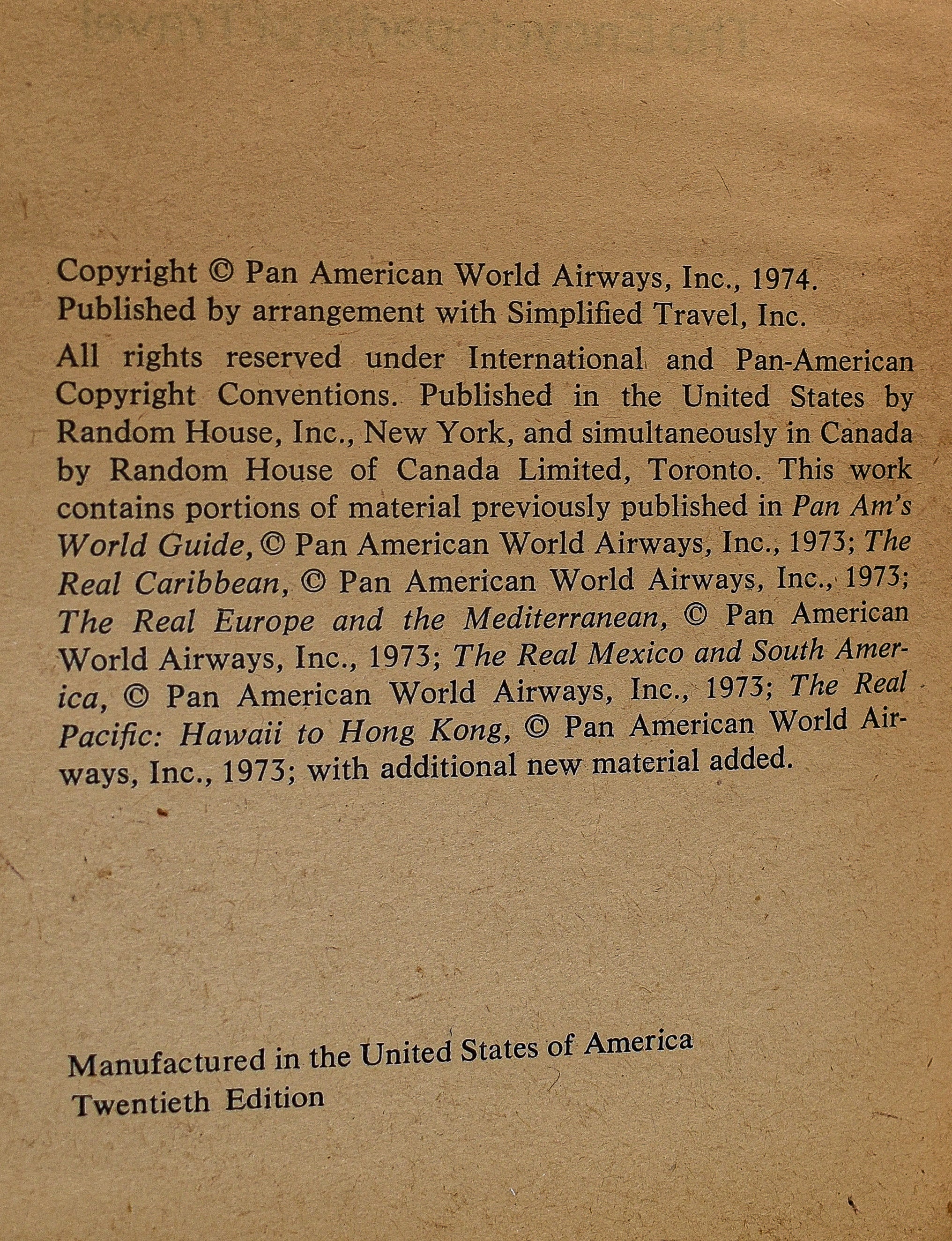 1974 Pan Am's World Guide: The Encyclopedia of Travel
